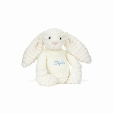 Jellycat Bashful Luxe Bunny Nimbus with Cream Jumper New Zealand | ZHYAC6472